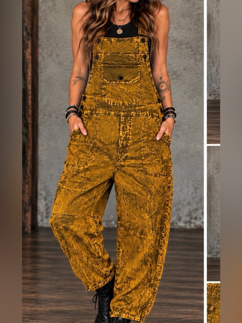 Rhea Mustard Cotton Overalls – Size M – New With Tags
